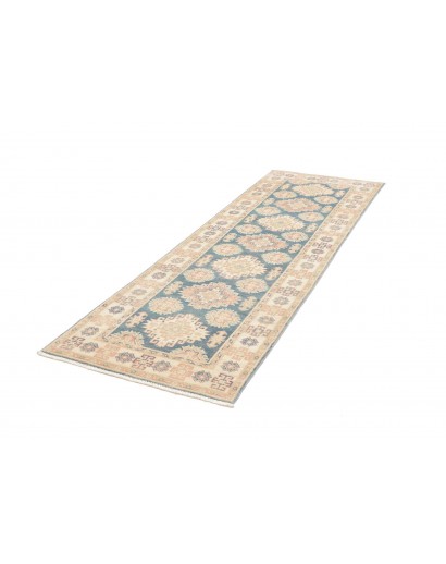 Tappeto Kazak Afghanistan bianco azzurro 82x248