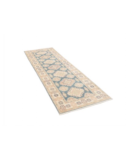 Tappeto Kazak Afghanistan bianco azzurro 82x248