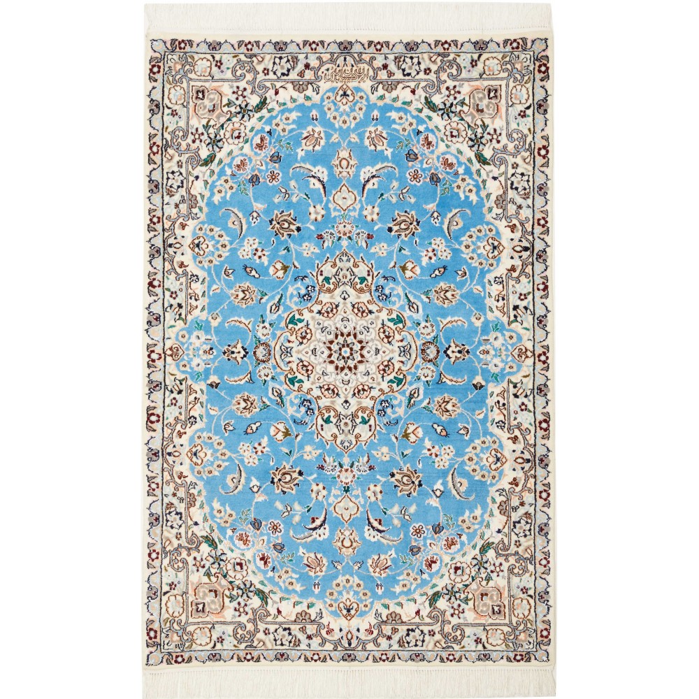 Tappeto Nain 6La Persia bianco blu 77x125 Tappeto Nain 6La Persia bianco blu 77x125