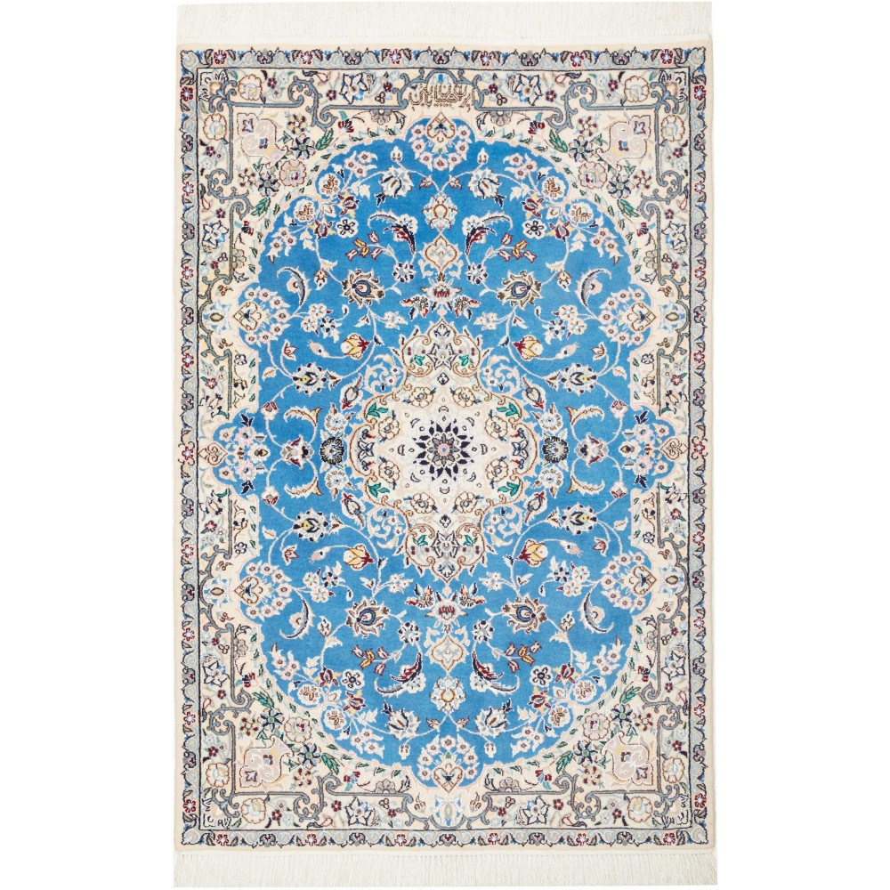 Tappeto Nain 6La Persia bianco blu 82x127 Tappeto Nain 6La Persia bianco blu 82x127