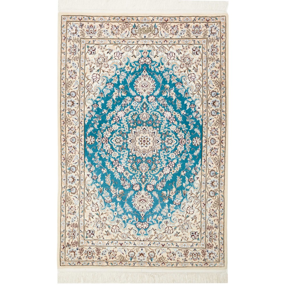 Tappeto Nain 6La Persia bianco blu 84x127 Tappeto Nain 6La Persia bianco blu 84x127