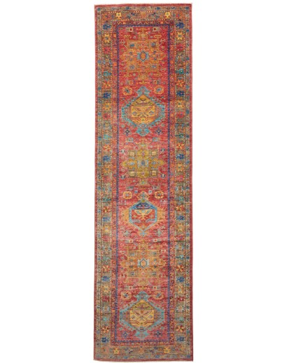 Tappeto Tribal Pakistan rosso bianco 80x299