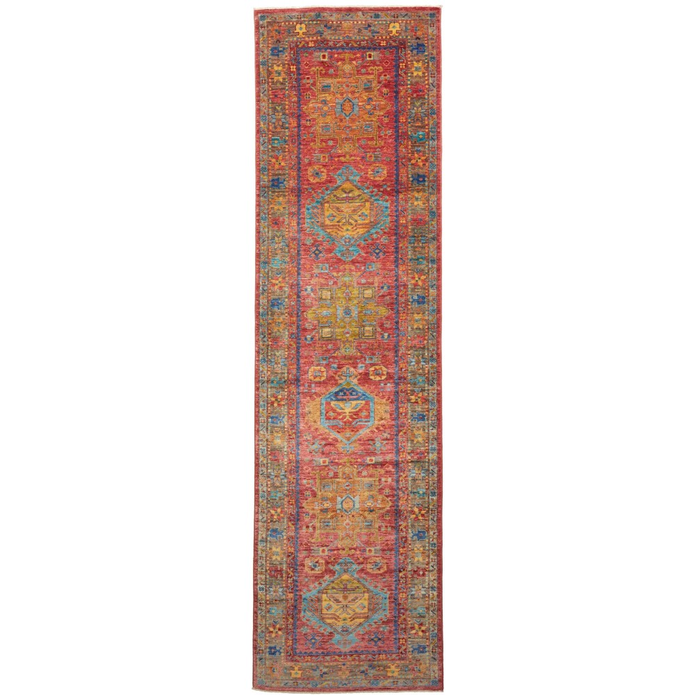 Tappeto Tribal Pakistan rosso bianco 80x299 Tappeto Tribal Pakistan rosso bianco 80x299