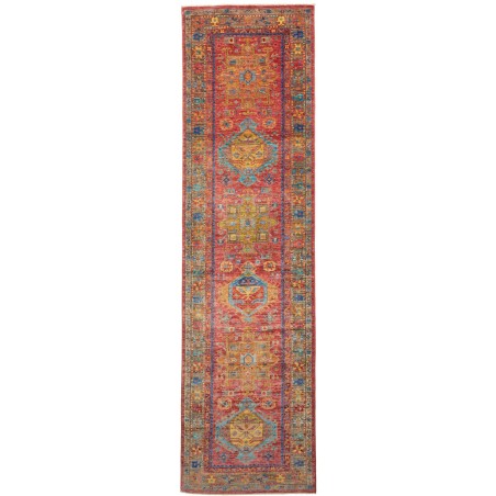 Tappeto Tribal Pakistan rosso bianco 80x299