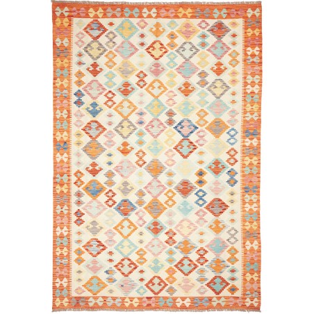 Tappeto Kilim Afghanistan bianco arancione 204x296