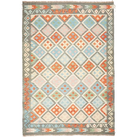 Tappeto Kilim Afghanistan bianco rosso 208x299