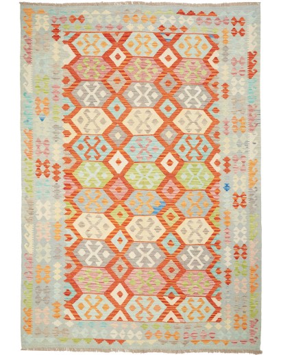 Tappeto Kilim Afghanistan beige arancione 201x289