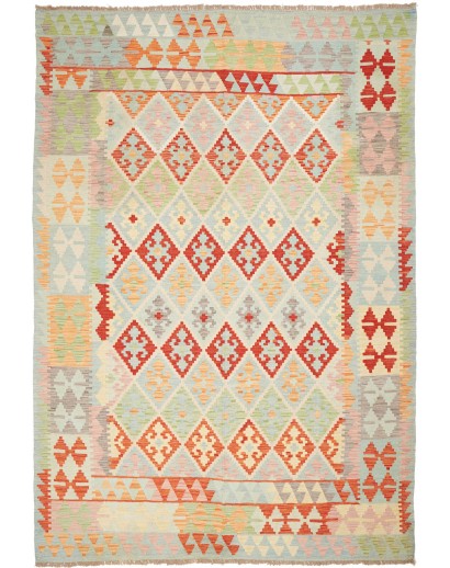 Tappeto Kilim Afghanistan beige rosso 204x291