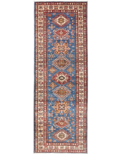 Tappeto Kazak Fine Pakistan bianco grigio 83x245