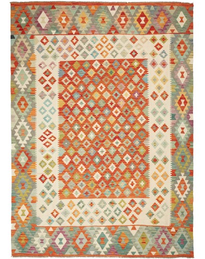 Tappeto Kilim Afghanistan marrone rosso 207x288
