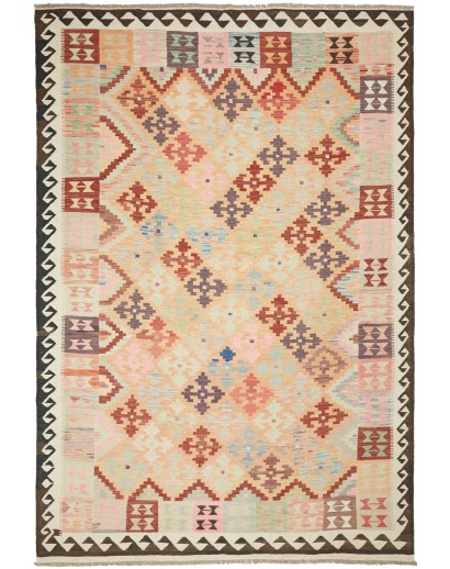 Tappeto Kilim Afghanistan marrone azzurro 200x297