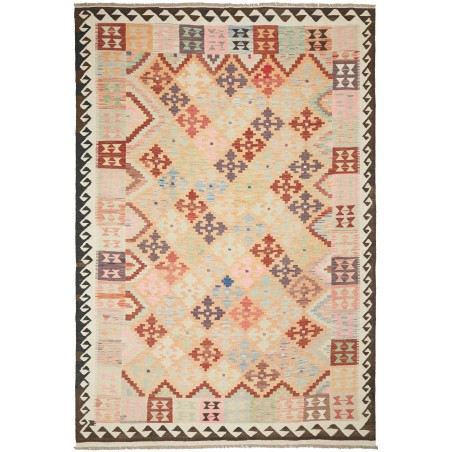 Tappeto Kilim Afghanistan marrone azzurro 200x297