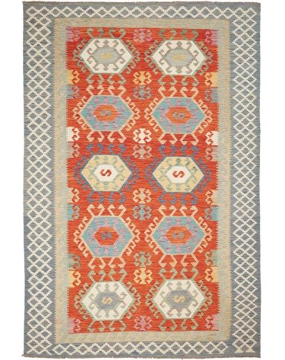 Tappeto Kilim Afghanistan marrone rosso 206x308