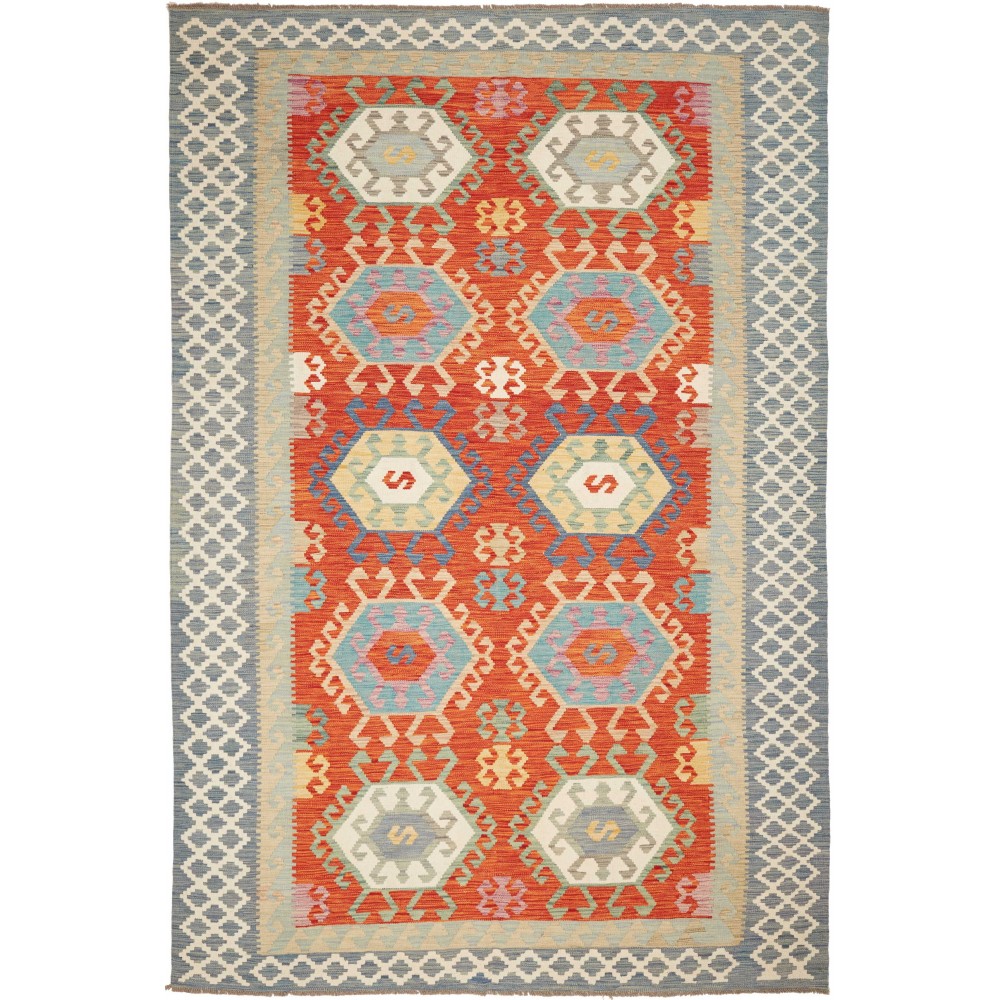 Tappeto Kilim Afghanistan marrone rosso 206x308