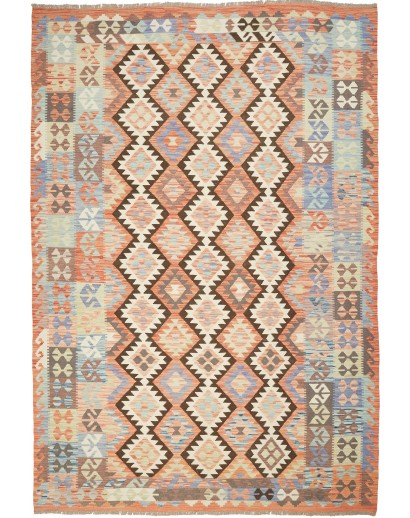 Tappeto Kilim Afghanistan marrone verde 202x296
