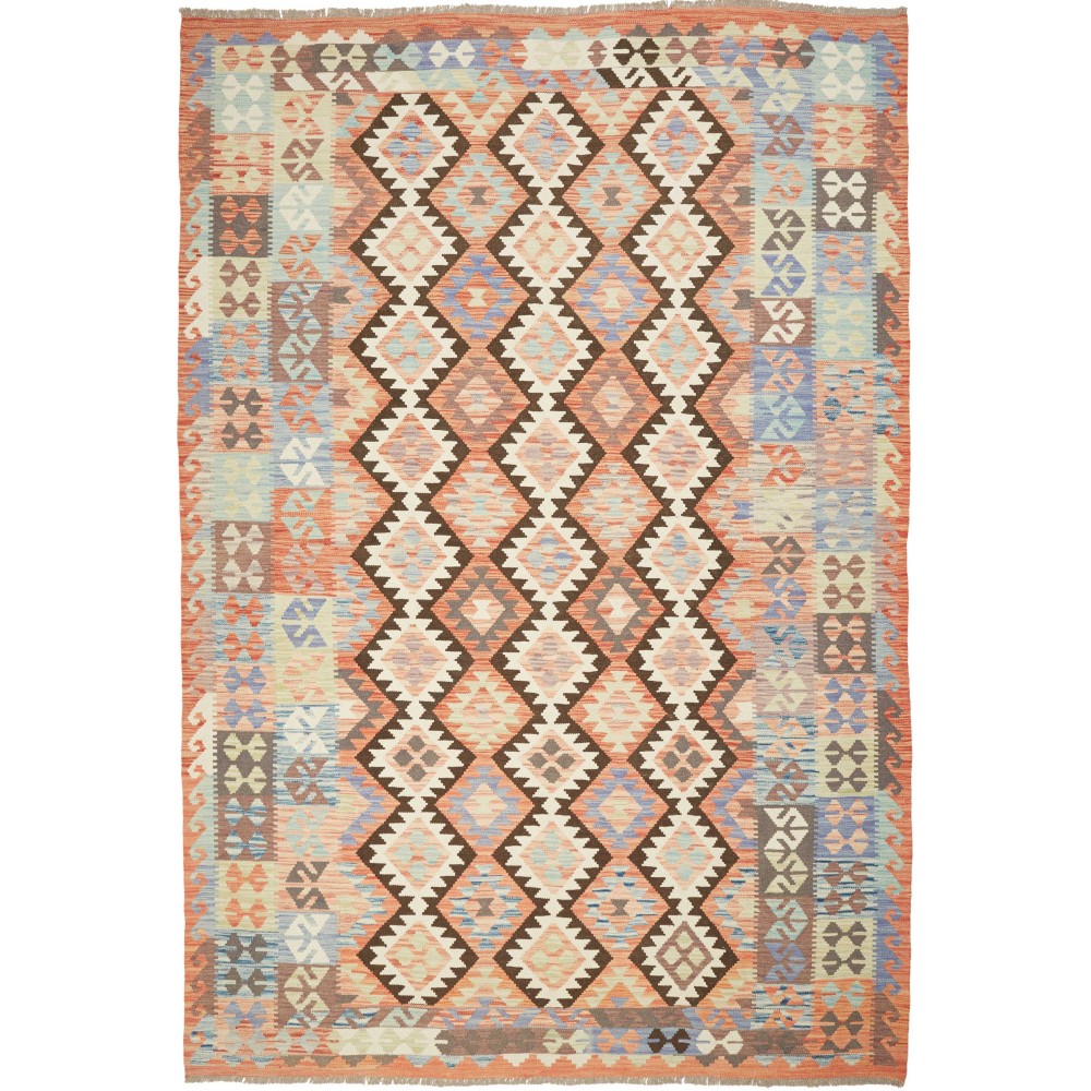 Tappeto Kilim Afghanistan marrone verde 202x296