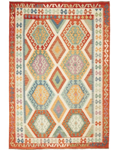 Tappeto Kilim Afghanistan marrone arancione 199x294
