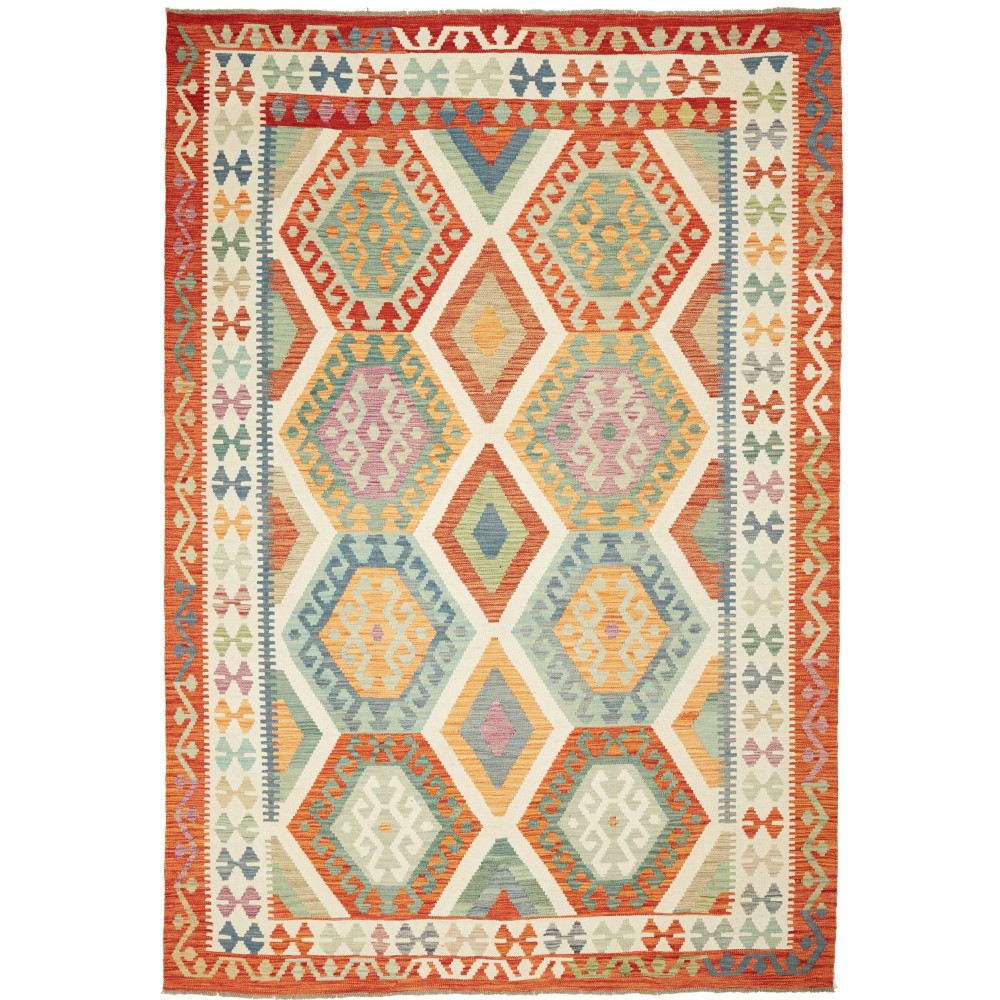 Tappeto Kilim Afghanistan marrone arancione 199x294