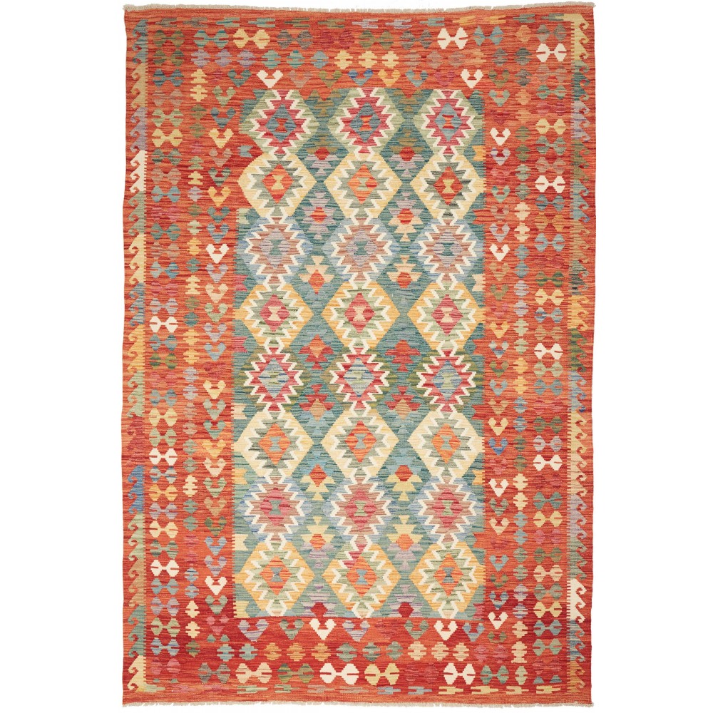Tappeto Kilim Afghanistan marrone rosso 203x300