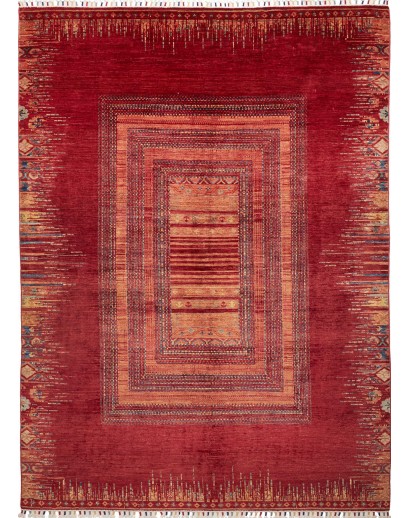 Tappeto Siva Pakistan marrone rosso 210x291