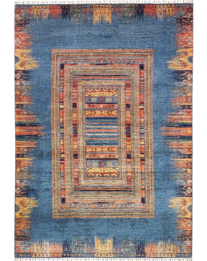 Tappeto Siva Pakistan azzurro marrone 206x295