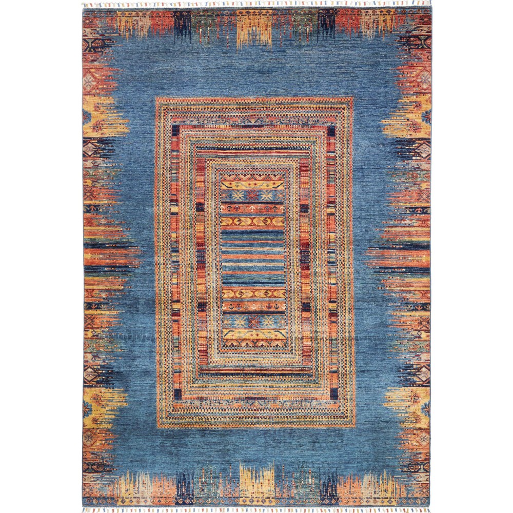 Tappeto Siva Pakistan azzurro marrone 206x295