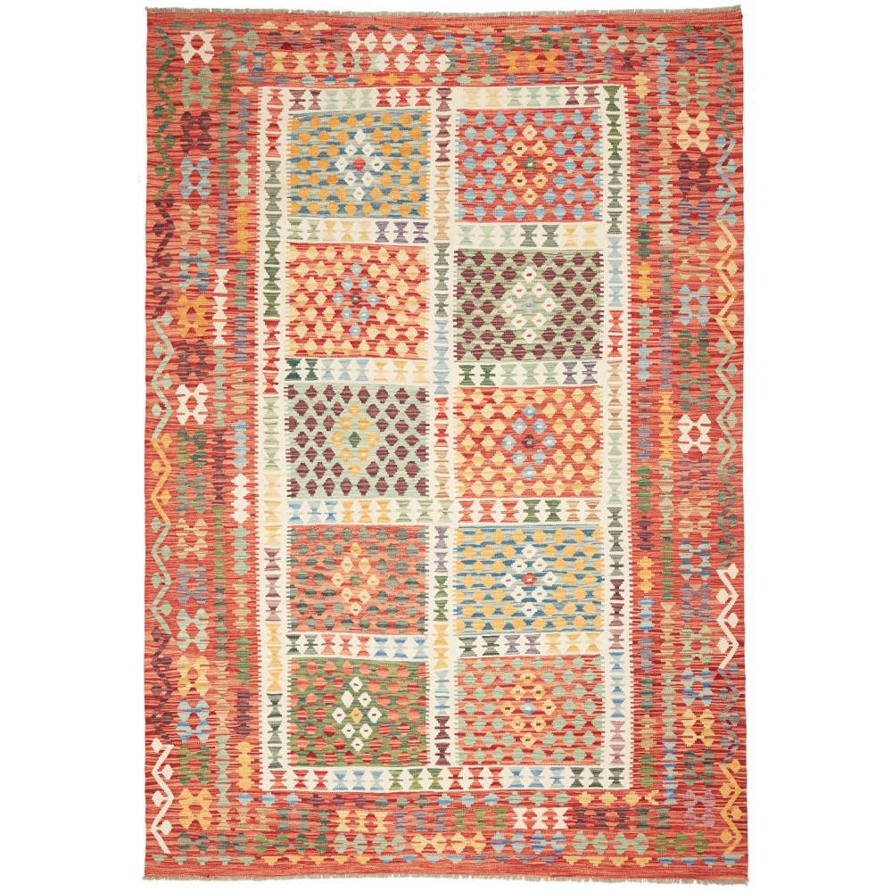 Tappeto Kilim Afghanistan marrone bianco 207x298