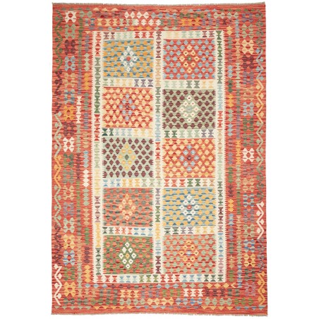 Tappeto Kilim Afghanistan marrone bianco 207x298