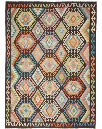 Tappeto Kilim Afghanistan marrone verde 173x239