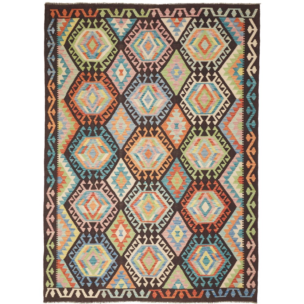 Tappeto Kilim Afghanistan marrone verde 173x239