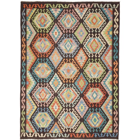 Tappeto Kilim Afghanistan marrone verde 173x239