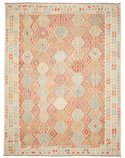 Tappeto Kilim Afghanistan beige arancione 296x391