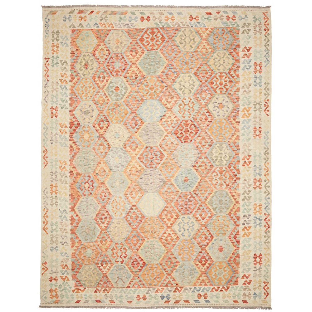 Tappeto Kilim Afghanistan beige arancione 296x391