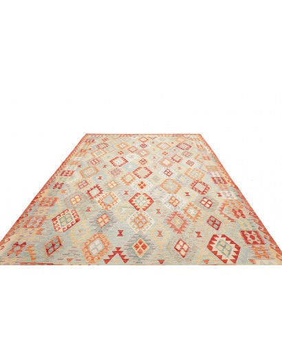 Tappeto Kilim Afghanistan bianco rosso 252x346