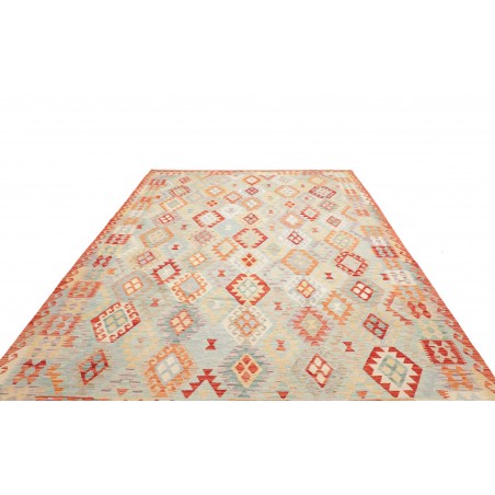 Tappeto Kilim Afghanistan bianco rosso 252x346