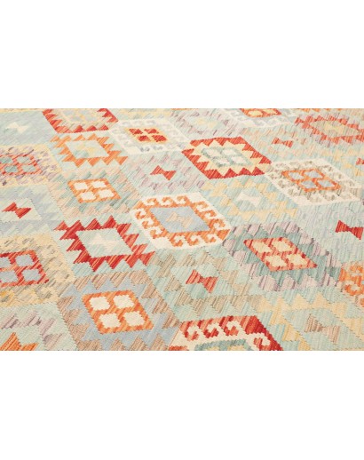 Tappeto Kilim Afghanistan bianco rosso 252x346