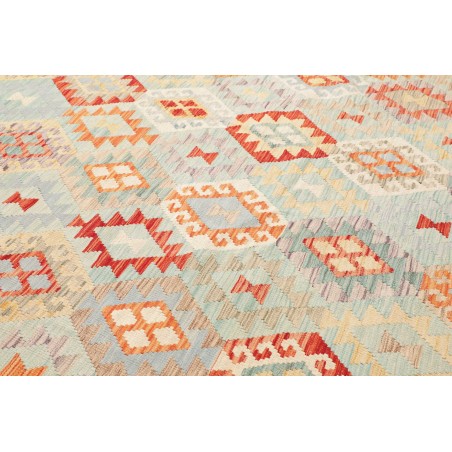 Tappeto Kilim Afghanistan bianco rosso 252x346