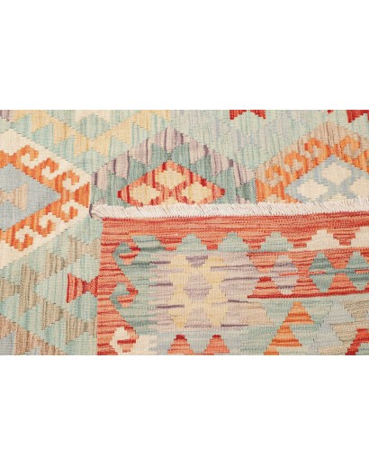 Tappeto Kilim Afghanistan bianco rosso 252x346