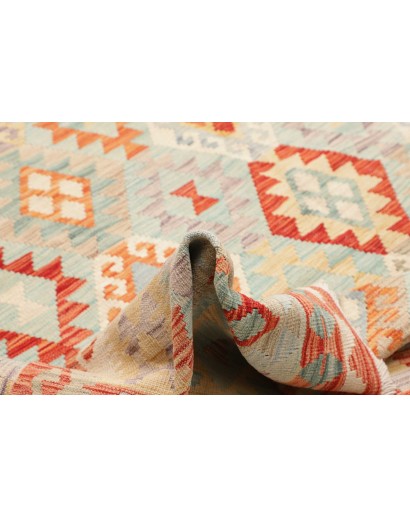 Tappeto Kilim Afghanistan bianco rosso 252x346
