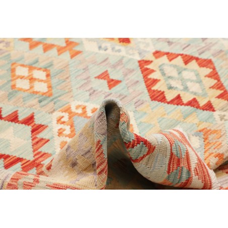 Tappeto Kilim Afghanistan bianco rosso 252x346