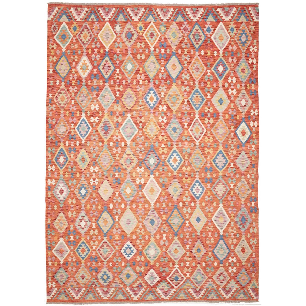 Tappeto Kilim Afghanistan arancione grigio 250x356