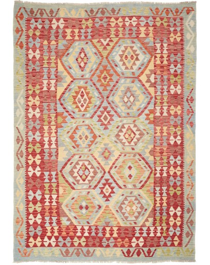 Tappeto Kilim Afghanistan marrone rosso 171x242