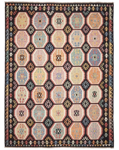 Tappeto Kilim Afghanistan marrone grigio 302x404