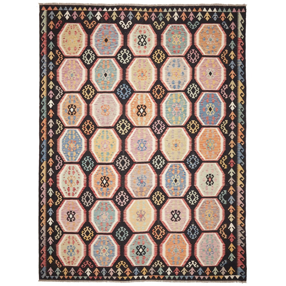 Tappeto Kilim Afghanistan marrone grigio 302x404