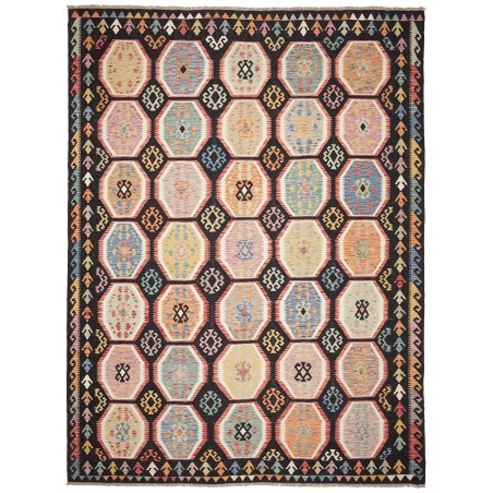 Tappeto Kilim Afghanistan marrone grigio 302x404