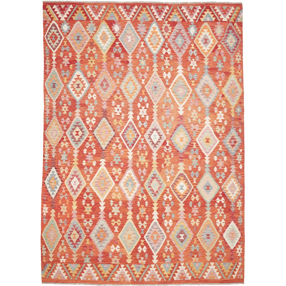 Tappeto Kilim Afghanistan arancione marrone 252x358