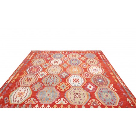 Tappeto Kilim Afghanistan arancione bianco 250x292