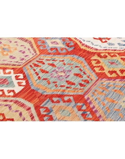 Tappeto Kilim Afghanistan arancione bianco 250x292