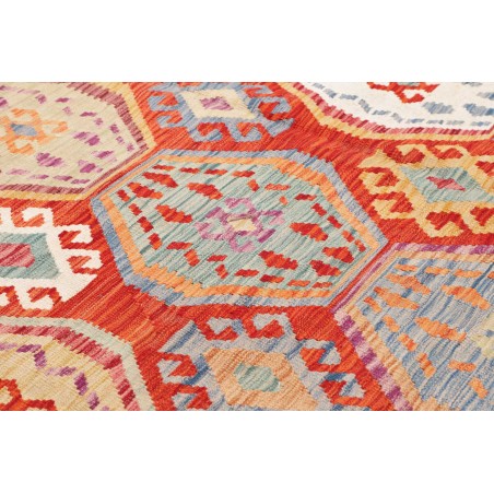 Tappeto Kilim Afghanistan arancione bianco 250x292