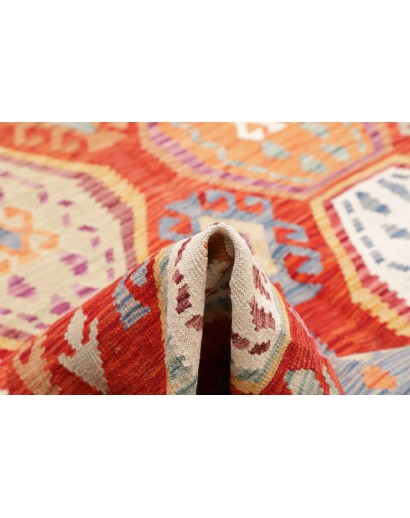 Tappeto Kilim Afghanistan arancione bianco 250x292